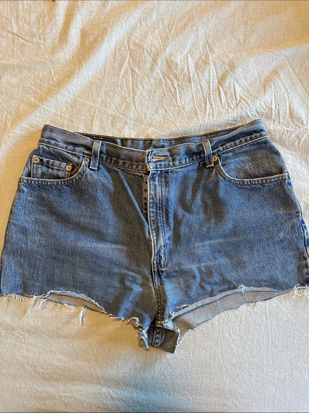 Levi's Distressed High-Rise Denim Cutoff Shorts - Blue